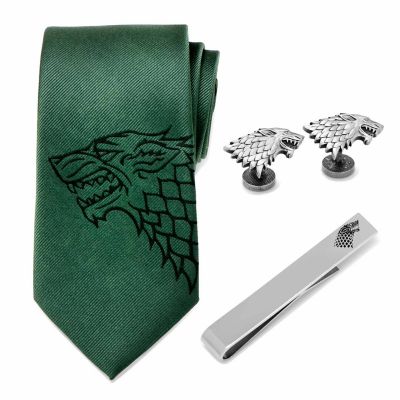 Men’s Game of Thrones Stark Necktie Gift Set, Silver