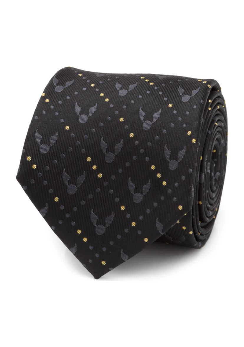 Golden Snitch Black Silk Tie