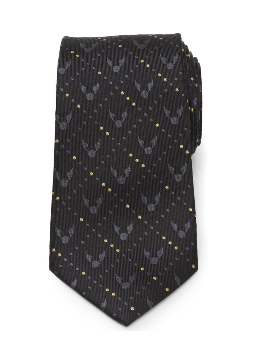Golden Snitch Black Silk Tie