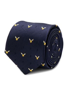 Harry Potter Men's Golden Snitch Dot Tie, Navy Blue