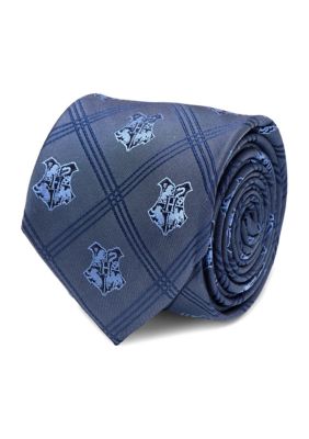 Harry Potter Men's Hogwarts Plaid Tie, Blue