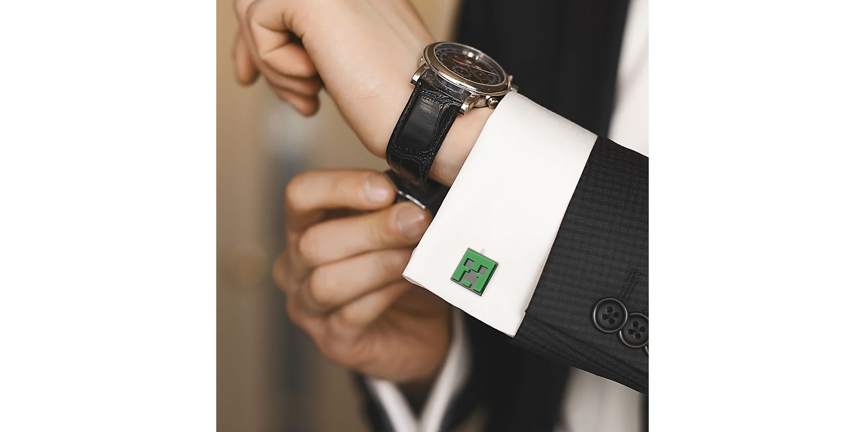 Minecraft Creeper Gunmetal Cufflinks