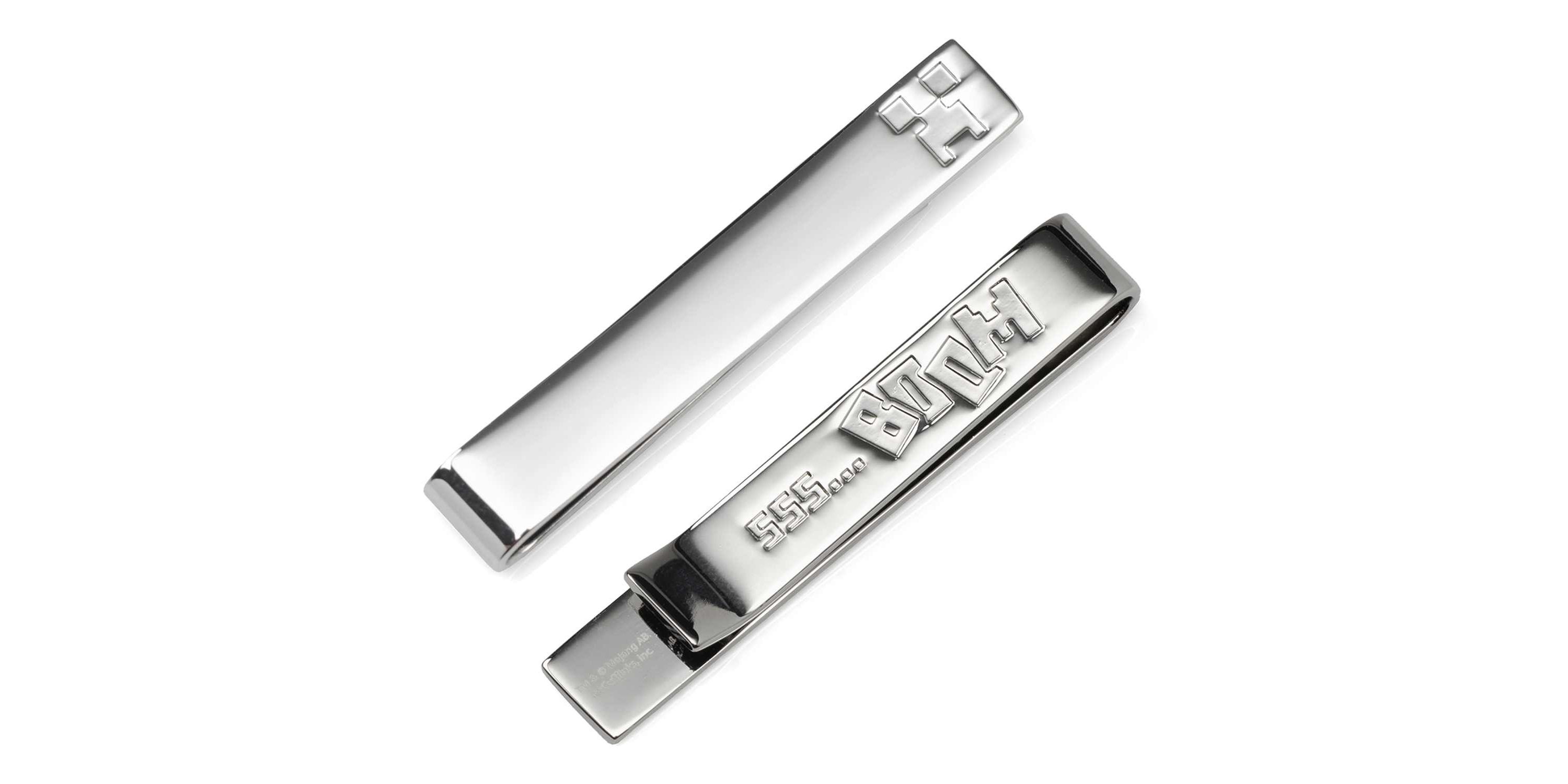 Minecraft Creeper Hidden Message Silver Tie Bar