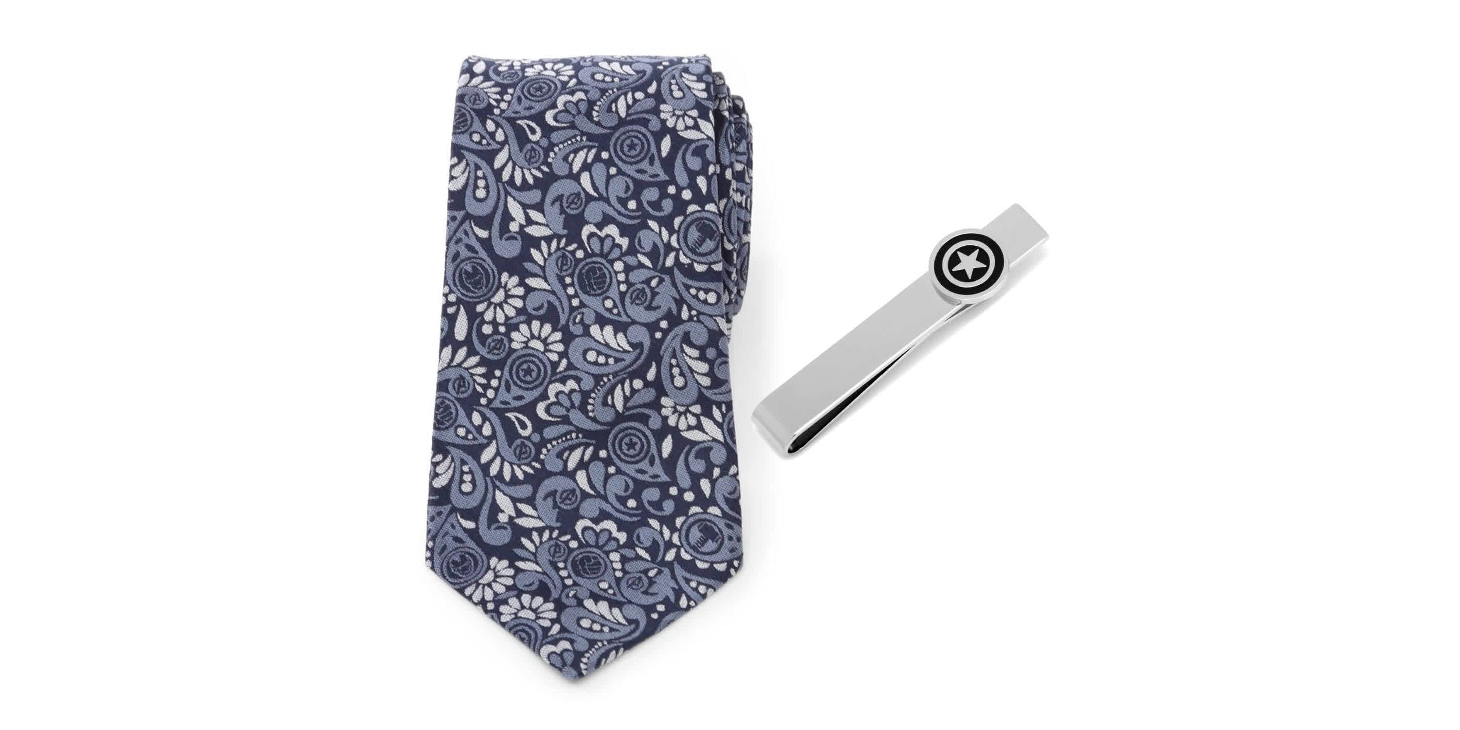 Avengers Icons Necktie and Tie Bar Gift Set