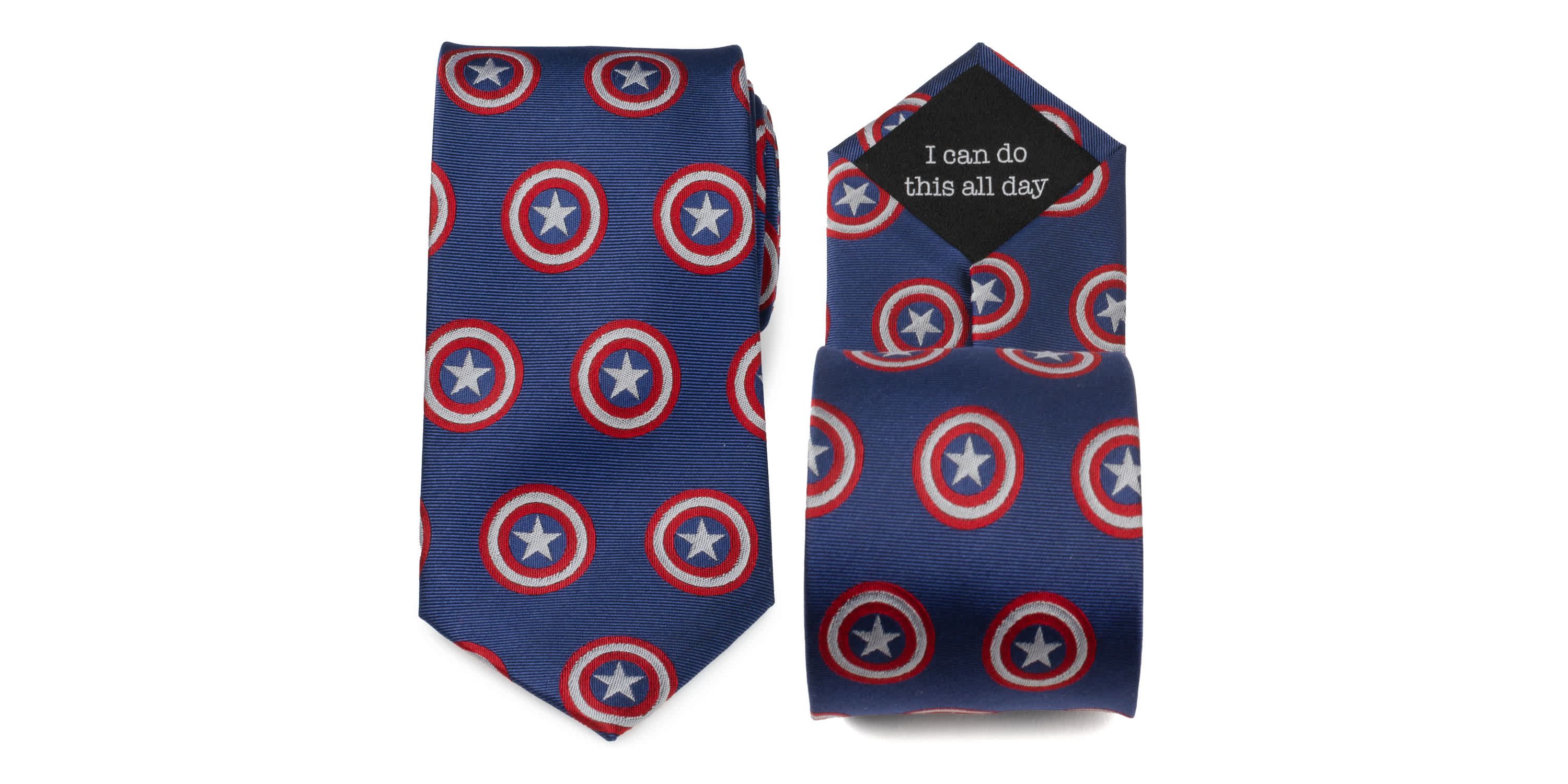 Captain America Hidden Message Blue Mens Tie