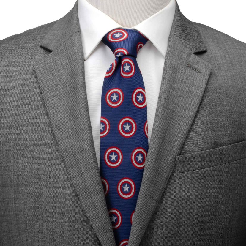 Captain America Hidden Message Blue Mens Tie