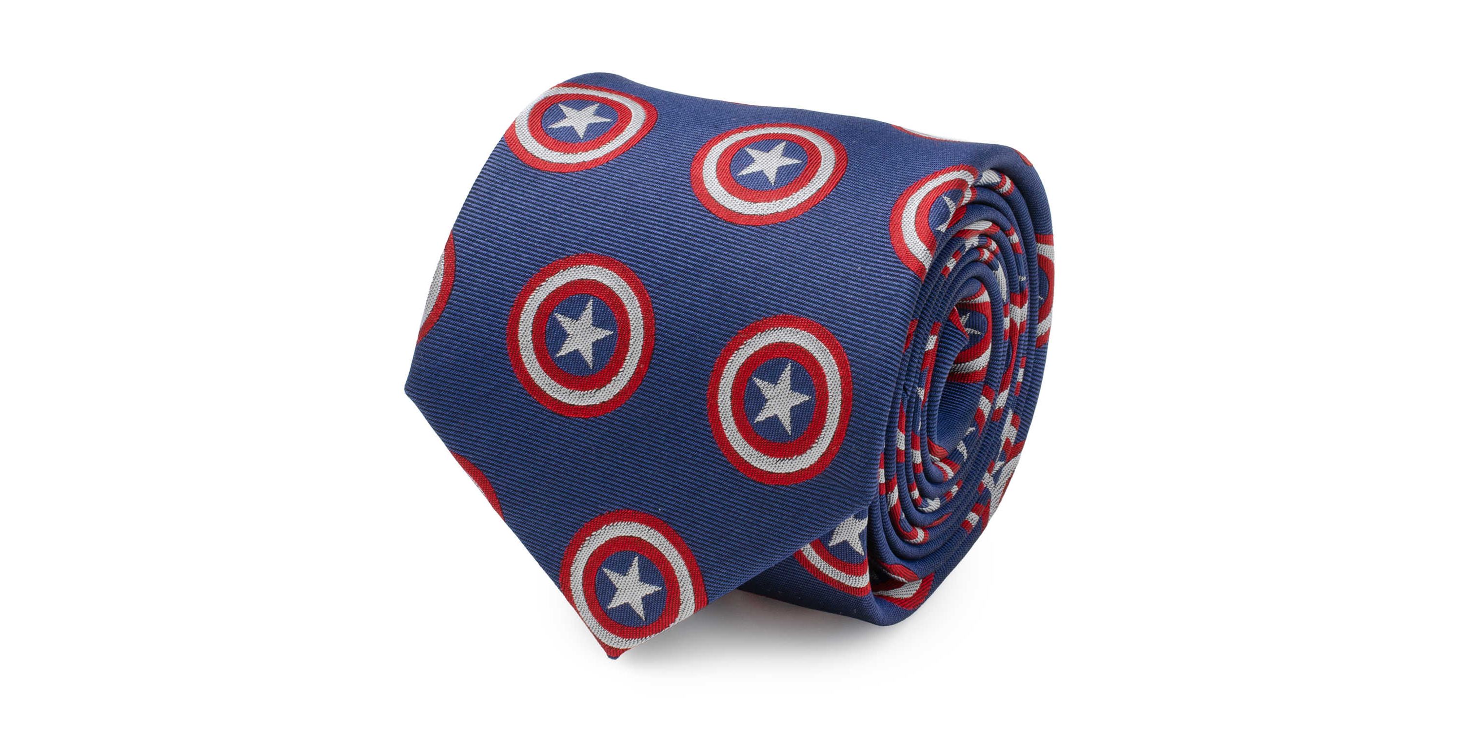 Captain America Hidden Message Blue Mens Tie