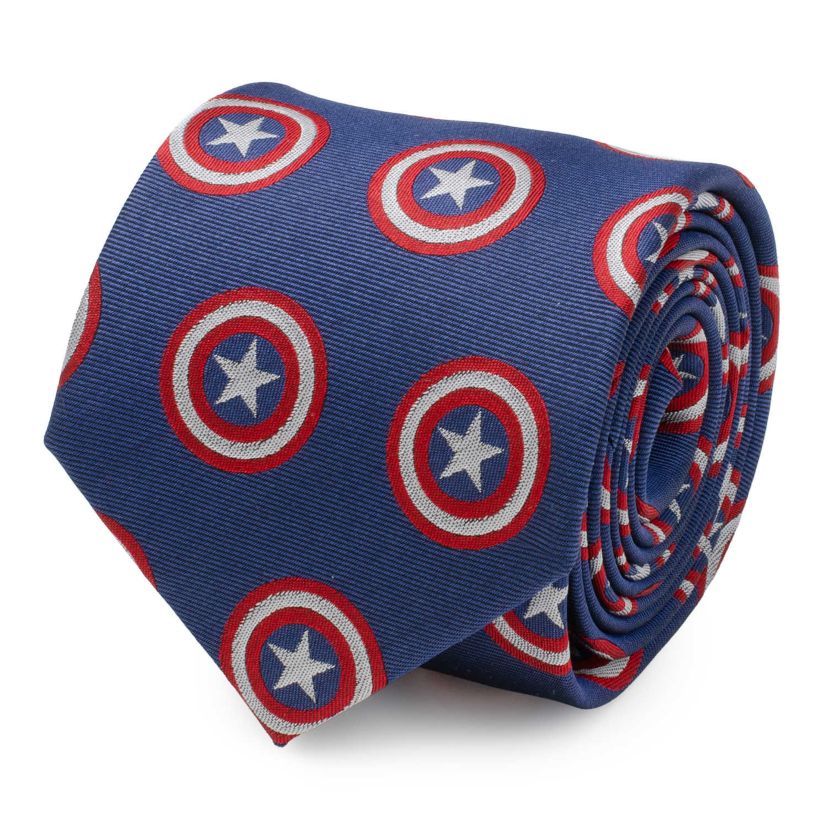 Captain America Hidden Message Blue Mens Tie