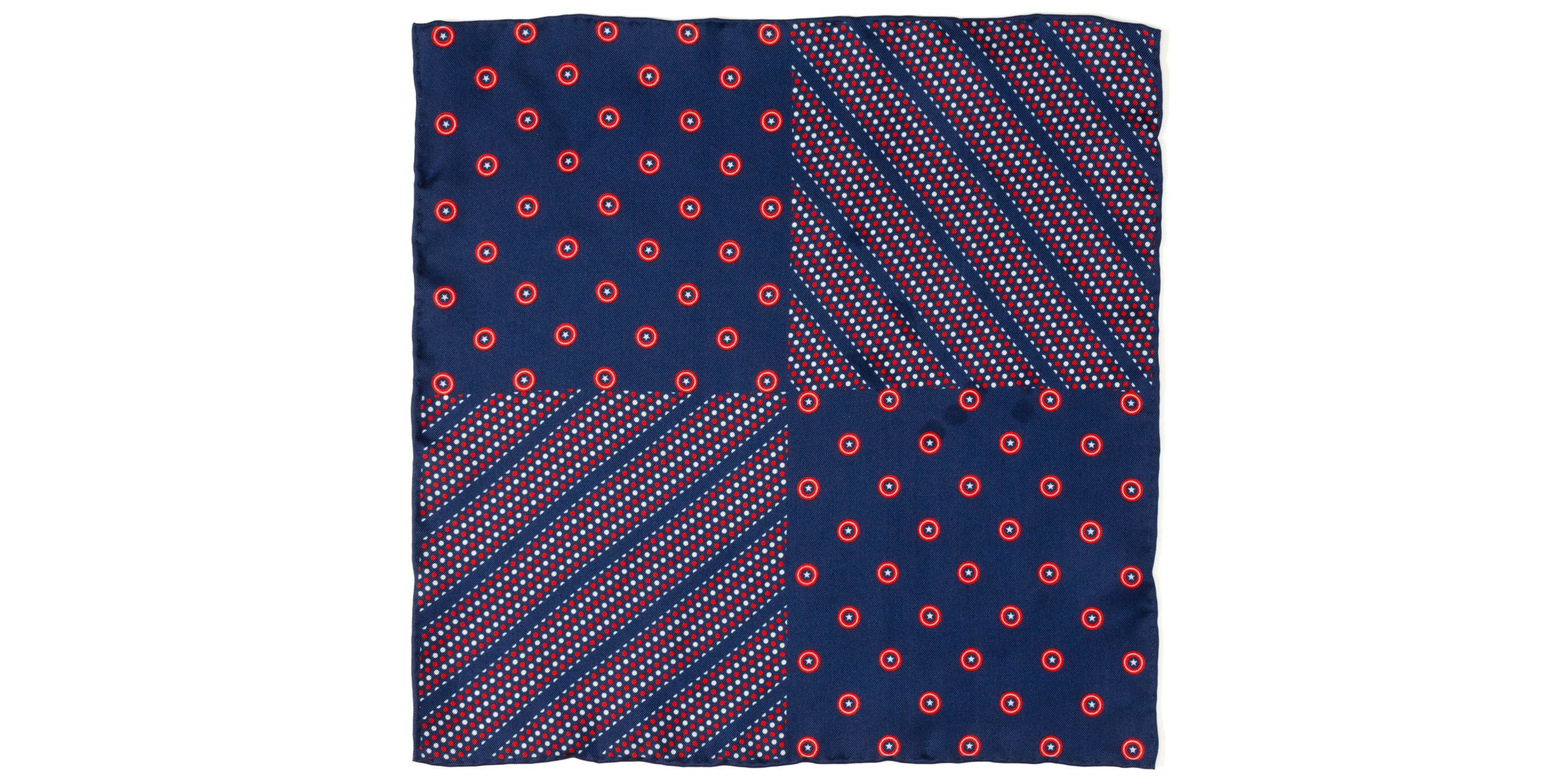 Captain America Shield Navy Pocket Square