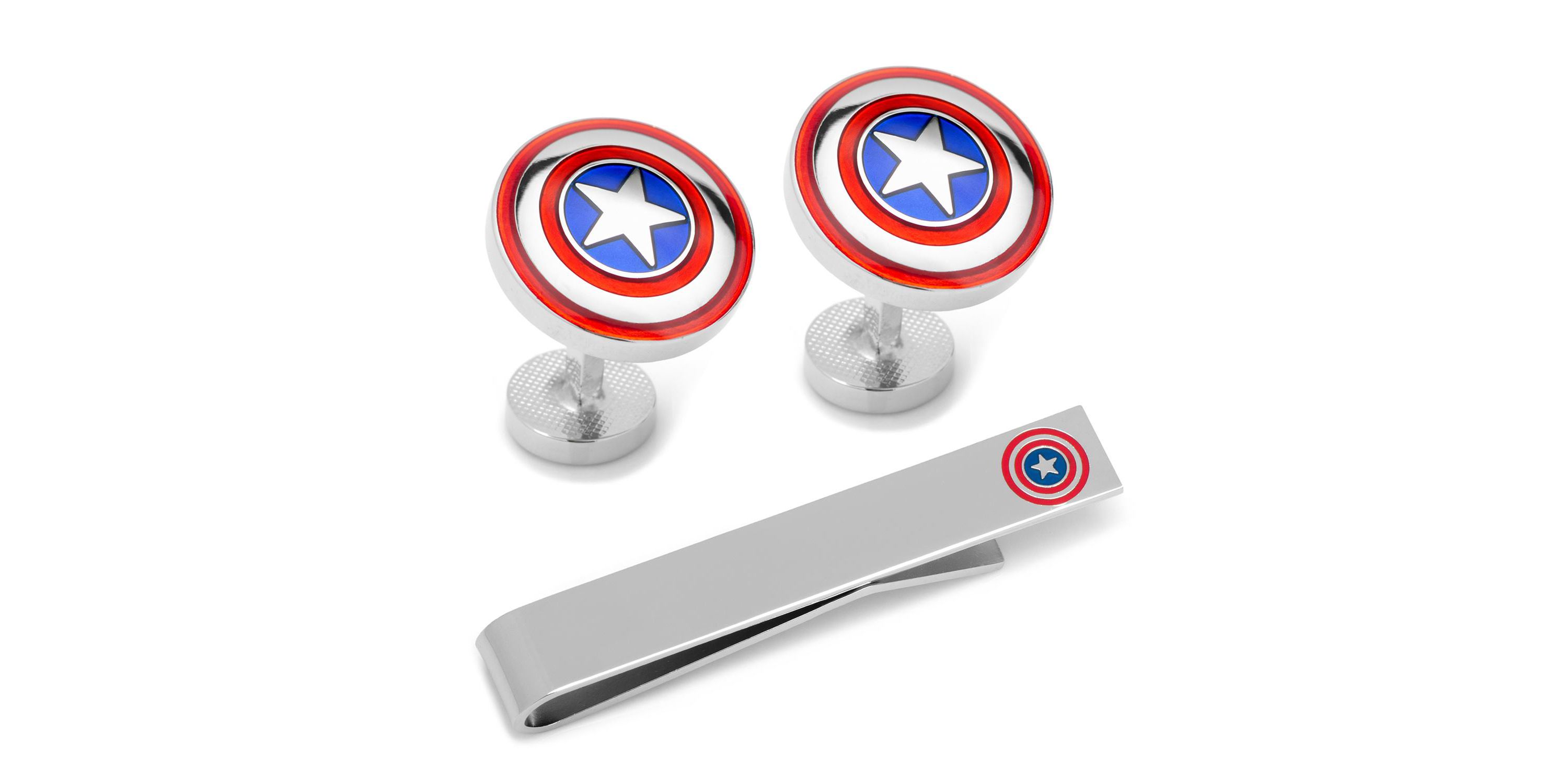 Captain America Cufflinks and Tie Bar Gift Set