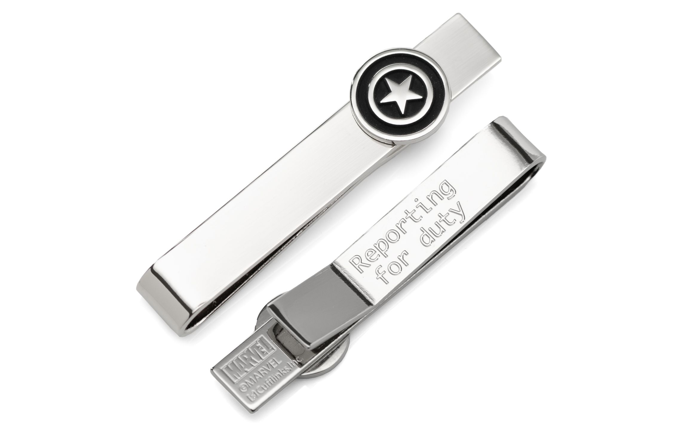 Captain America Silver Hidden Message Tie Bar