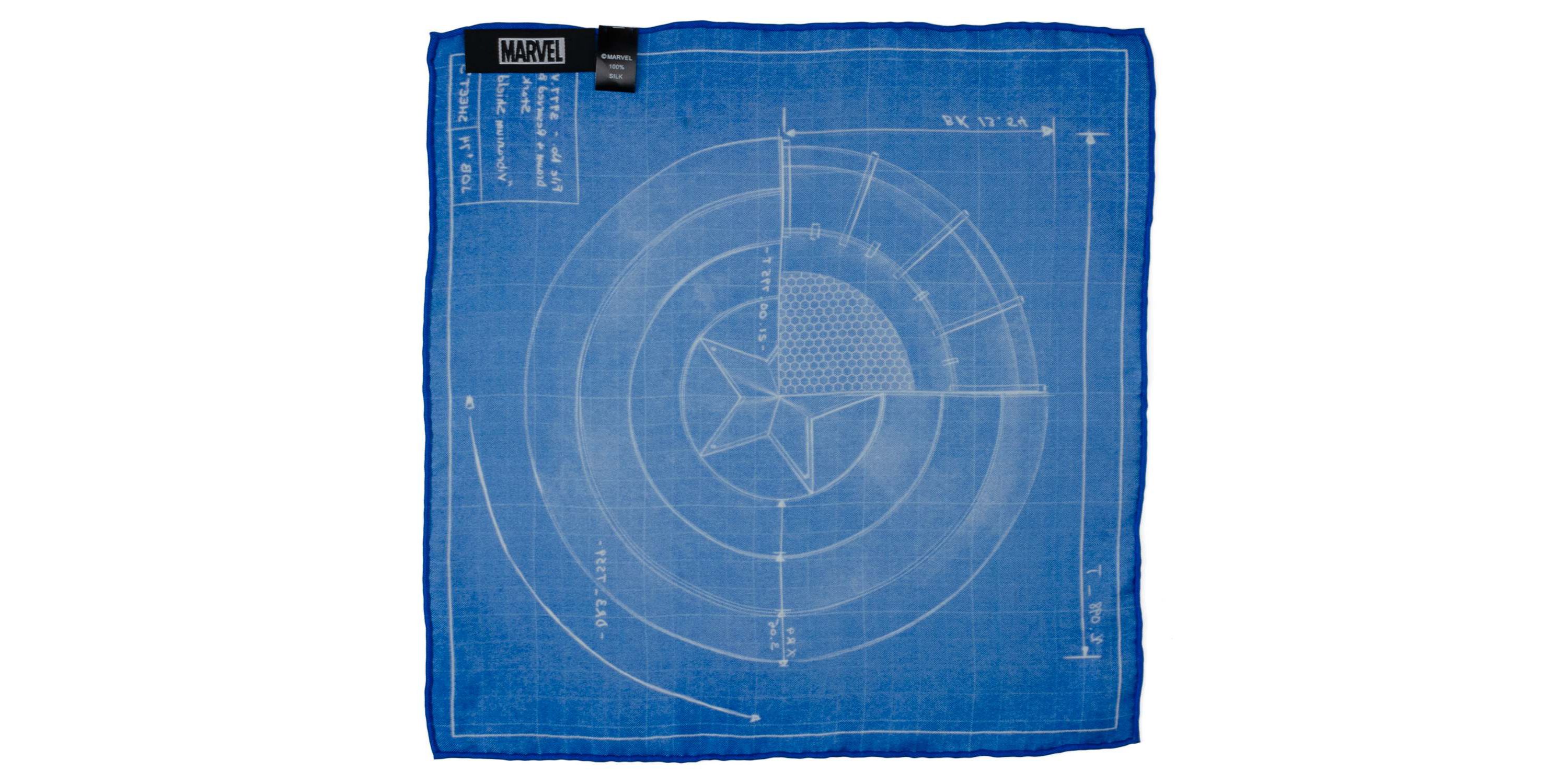Captain America Shield Blueprint Pocket Square