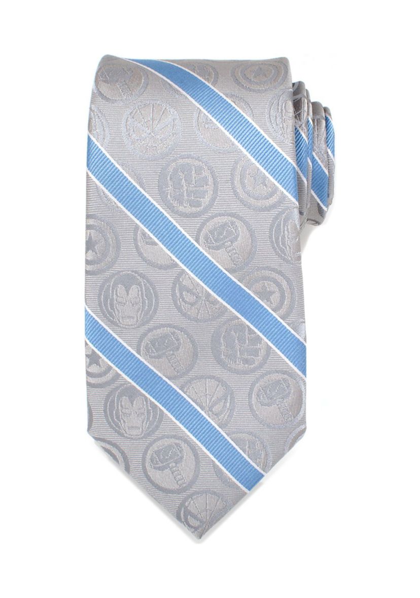 Marvel Comics Grey and Blue Stripe Tie