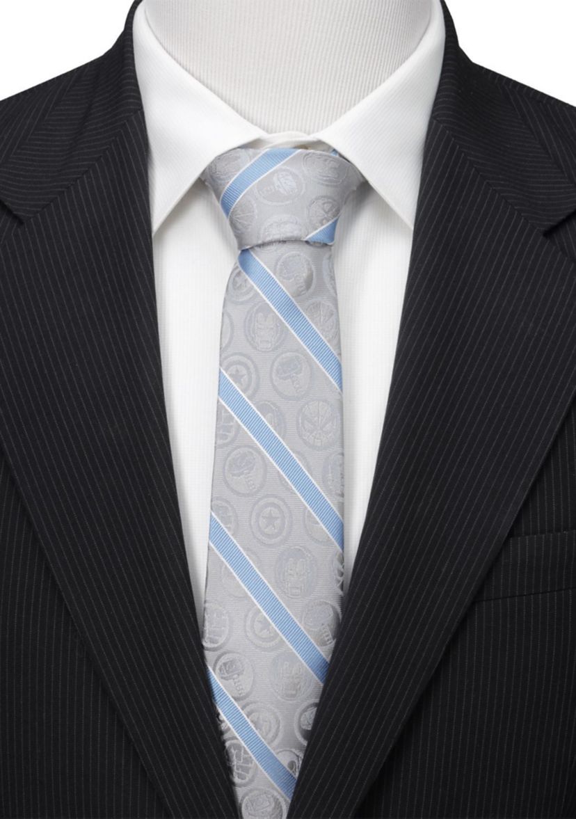 Marvel Comics Grey and Blue Stripe Tie