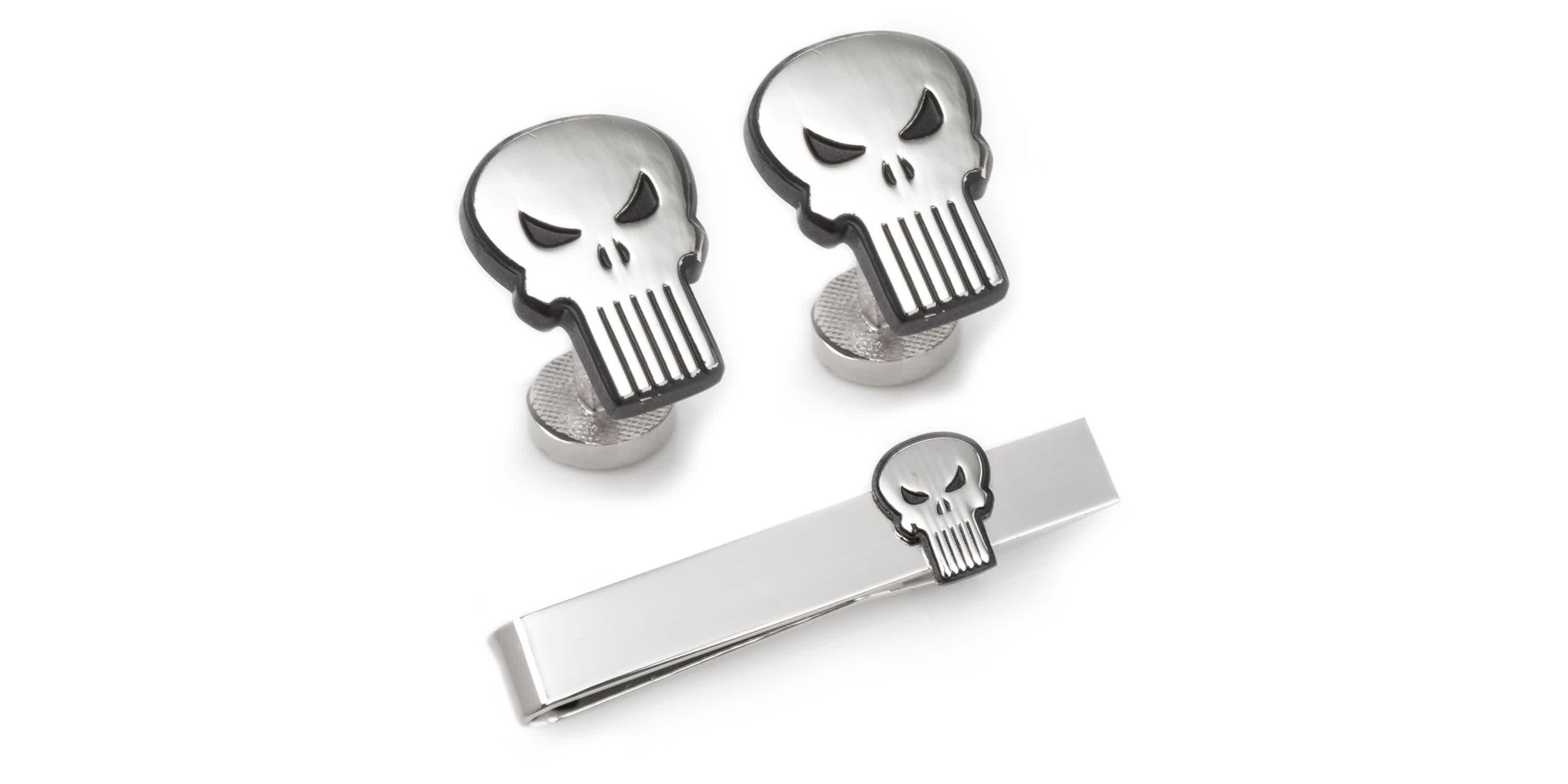 Punisher Cufflinks and Tie Bar Gift Set