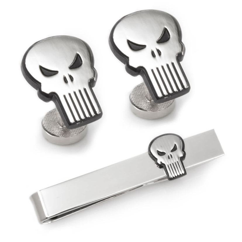 Punisher Cufflinks and Tie Bar Gift Set