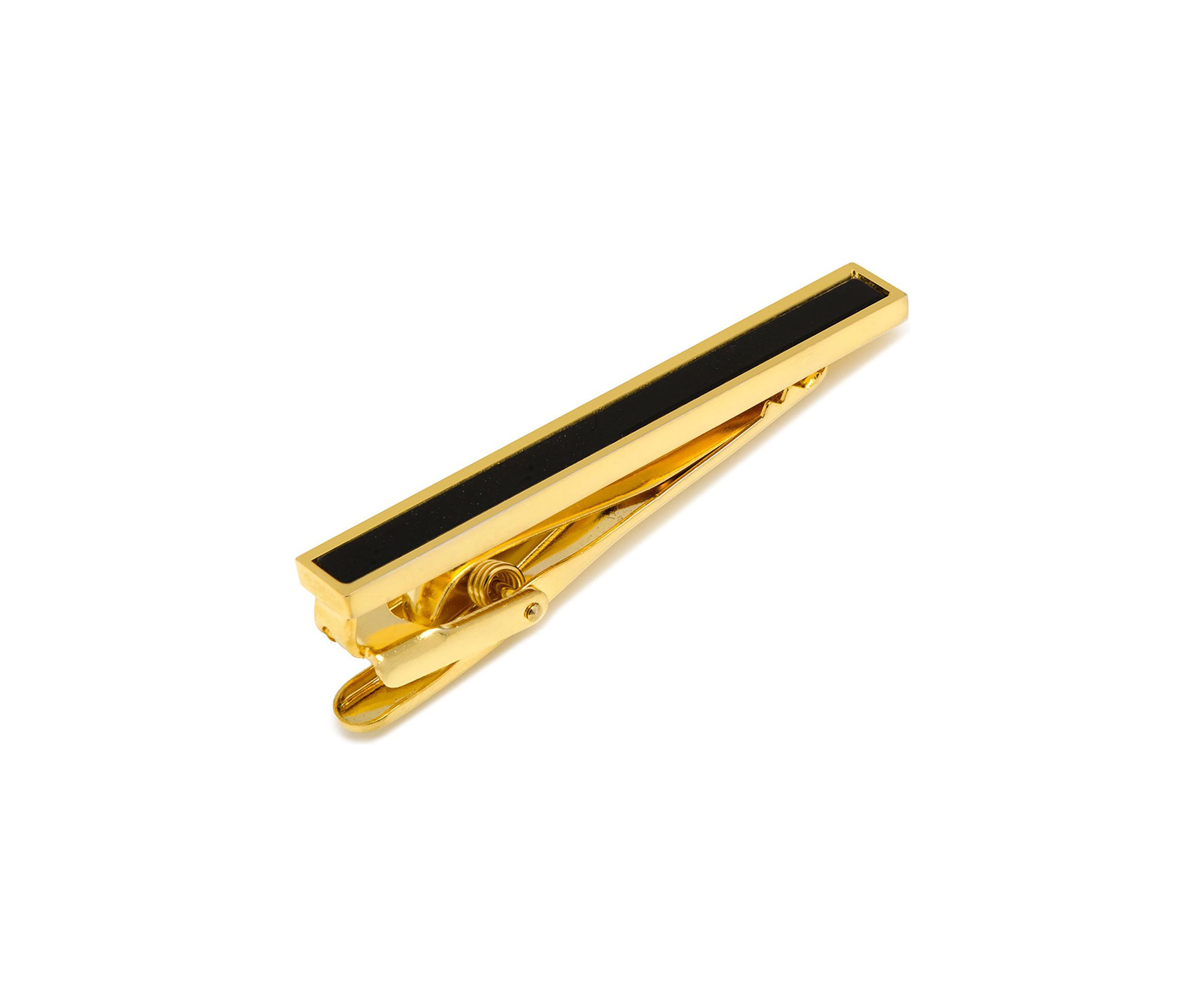 Gold and Onyx Inlaid Tie Clip
