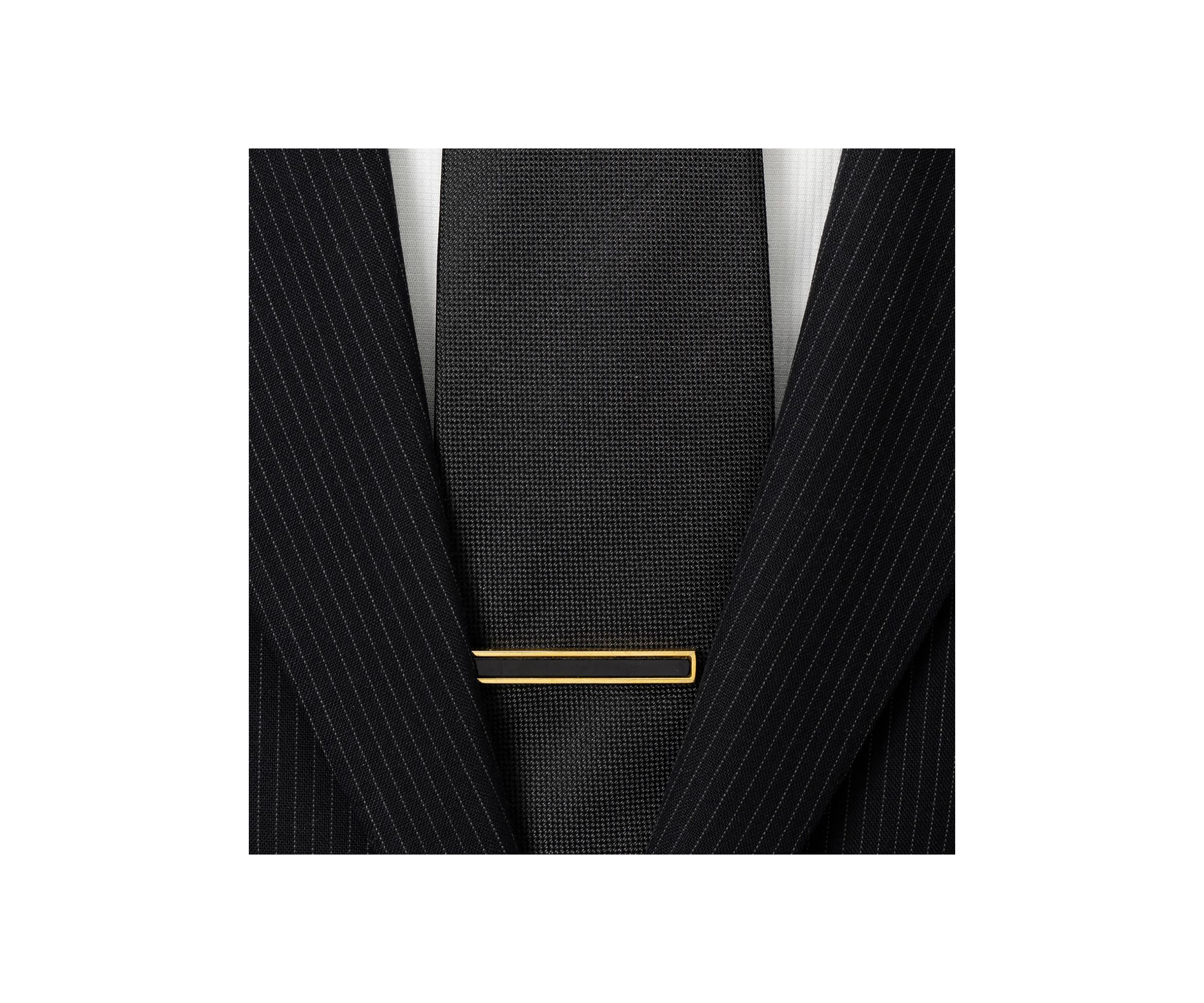 Gold and Onyx Inlaid Tie Clip