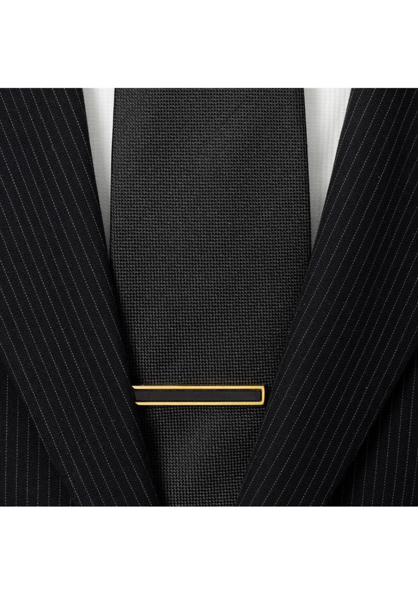 Gold and Onyx Inlaid Tie Clip