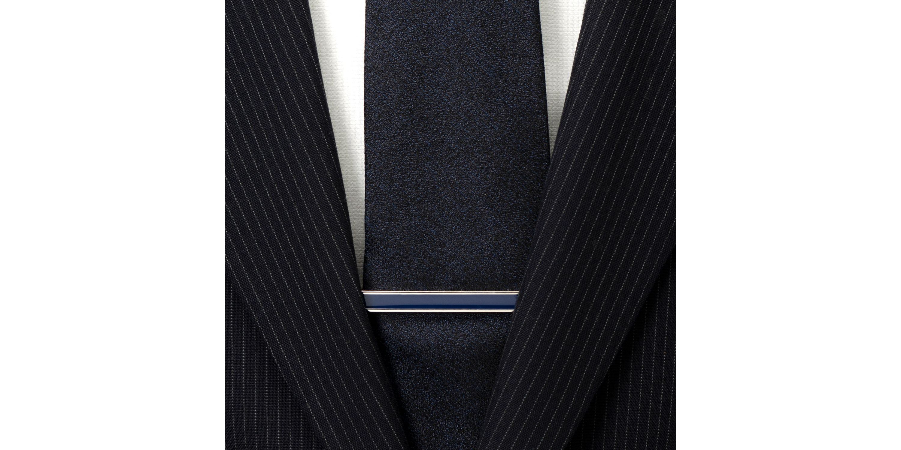 Navy Enamel Inlaid Tie Clip