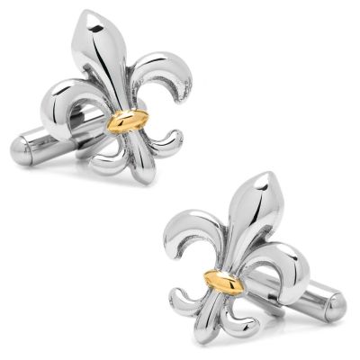 Ox and Bull Trading Co Men's Sterling Silver Two-Tone Fleur De Lis Cufflinks