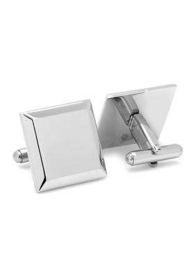 Stainless Steel Beveled Edge Engravable Square Cufflinks