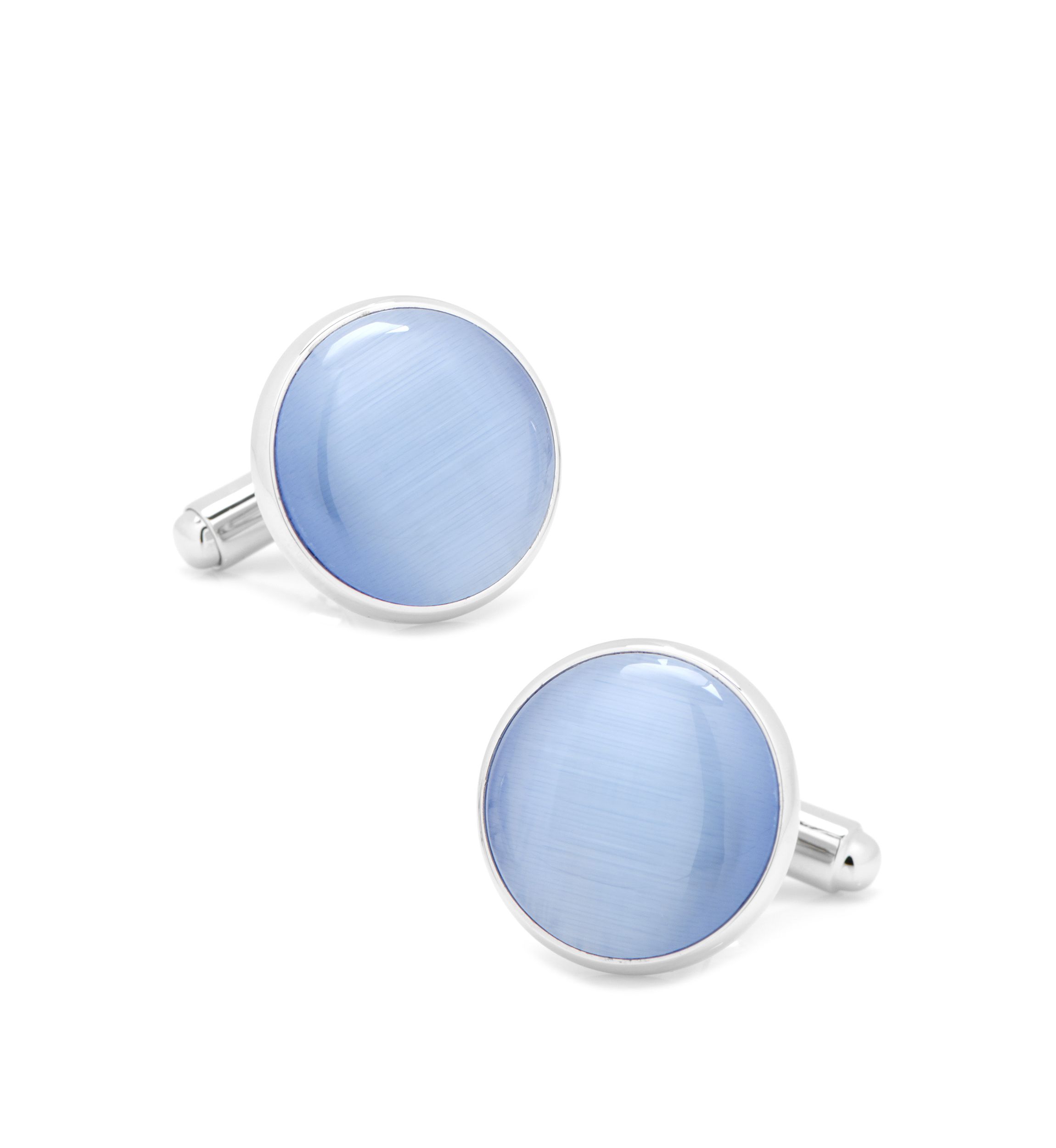 Ox & Bull Trading Co Silver and Blue Catseye Cufflinks