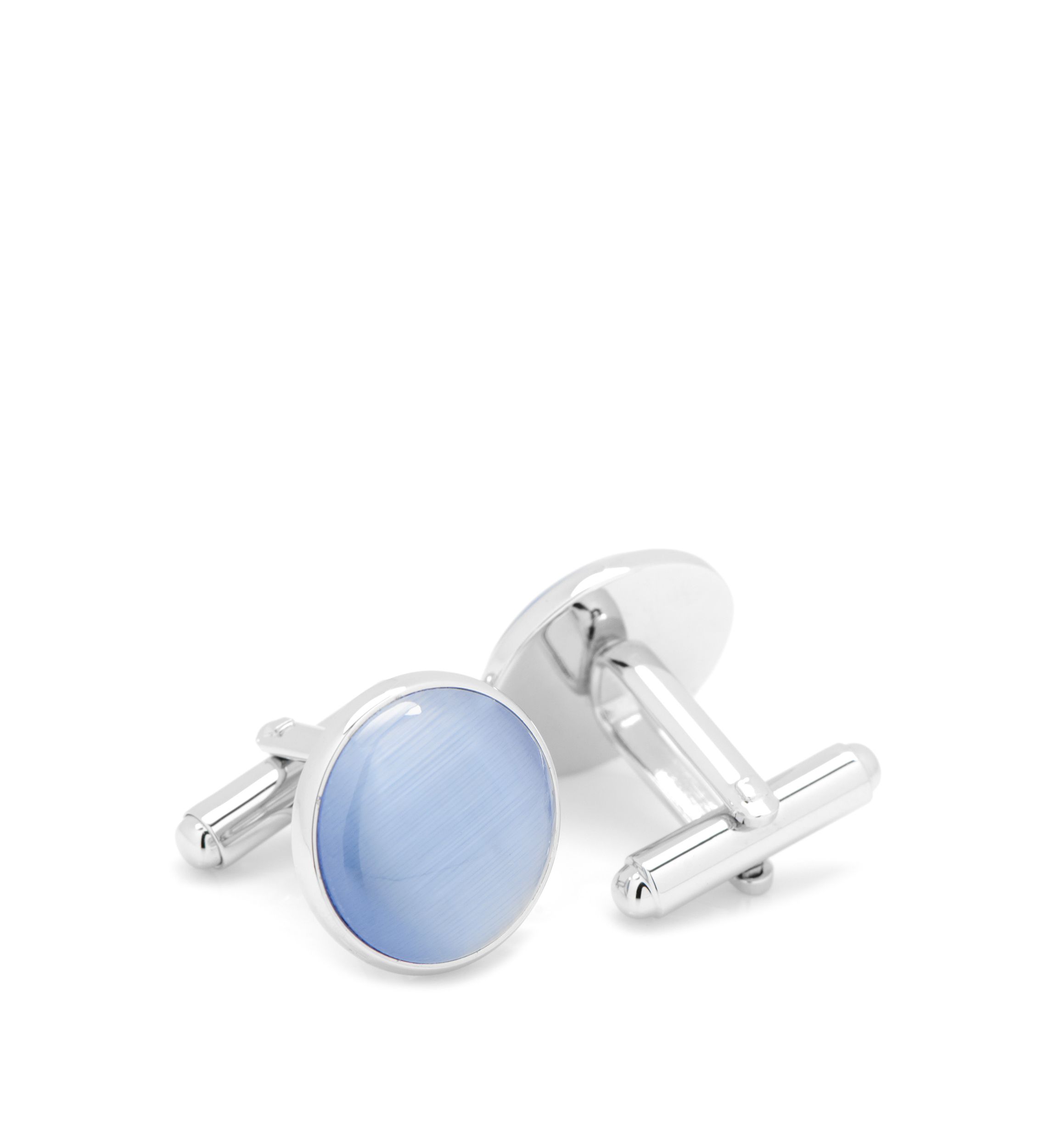 Ox & Bull Trading Co Silver and Blue Catseye Cufflinks