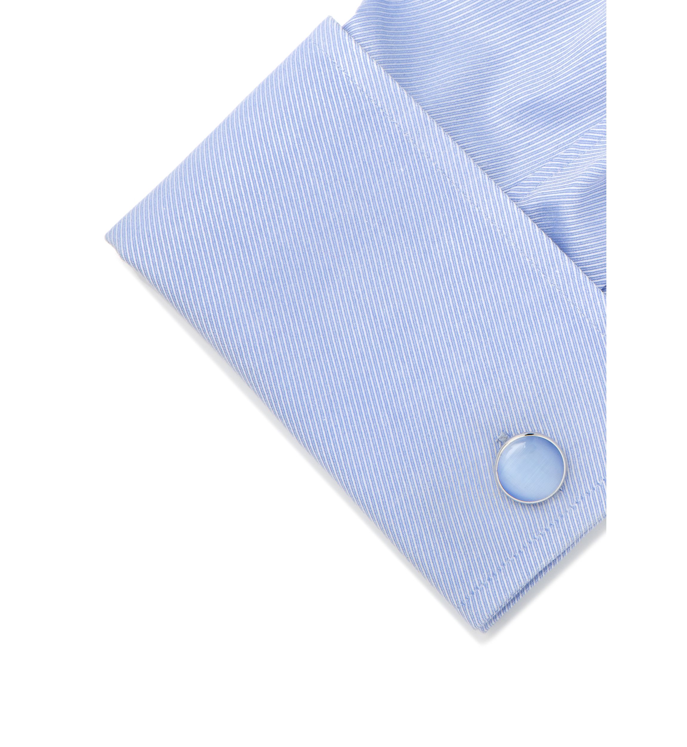 Ox & Bull Trading Co Silver and Blue Catseye Cufflinks
