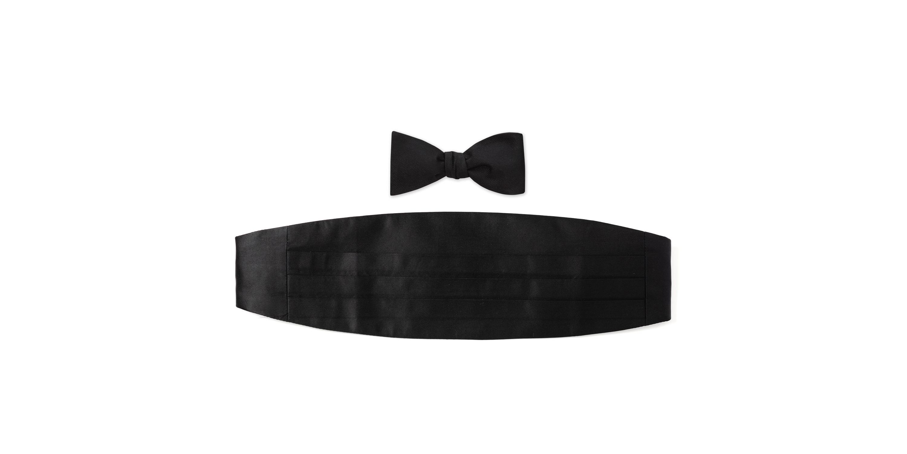 Black Silk Cummerbund and Bowtie Set