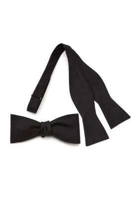 Ox and Bull Trading Co Men's Black Formal Pinstripe Silk Bow Tie