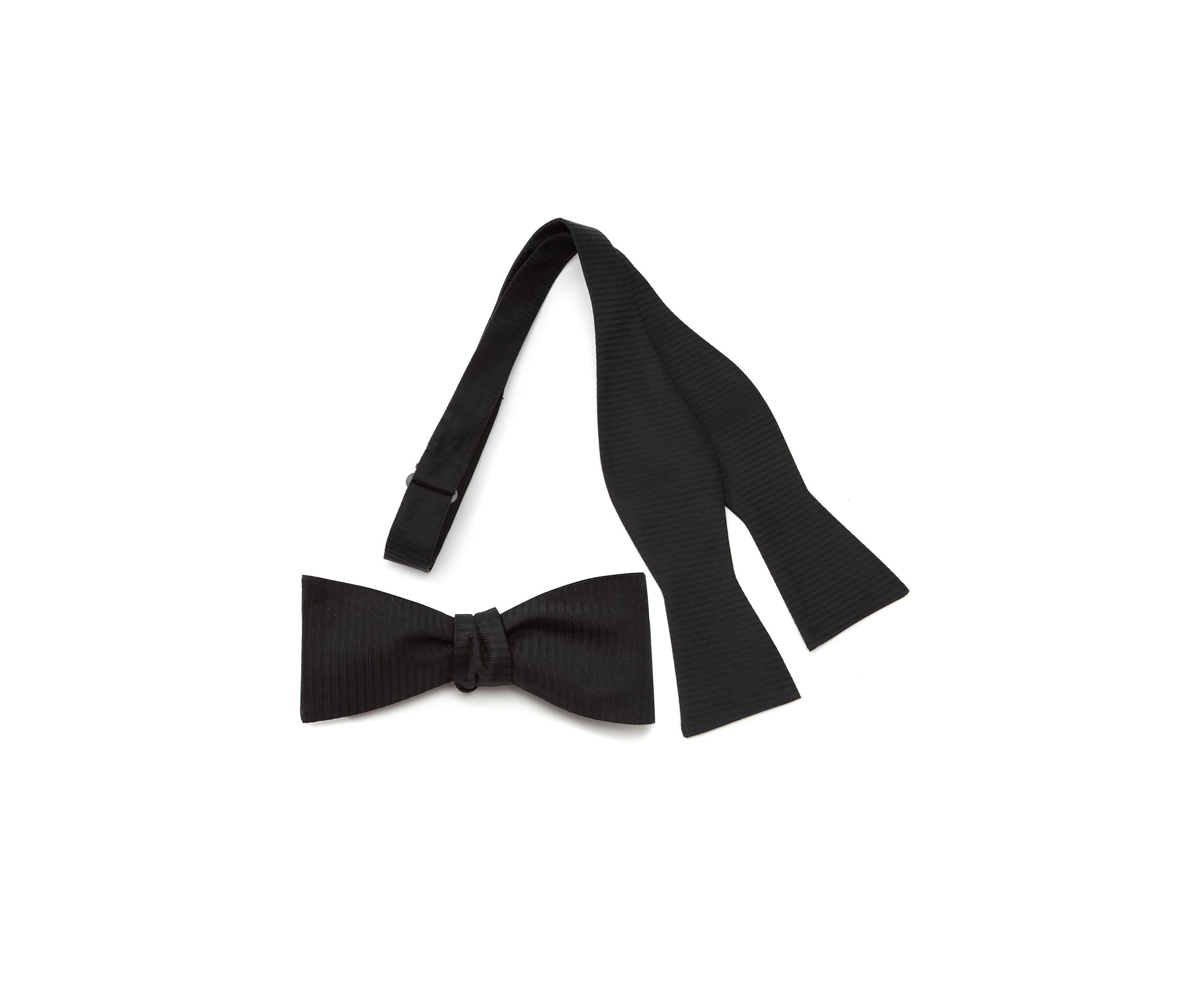 Black Formal Pinstripe Silk Bow Tie