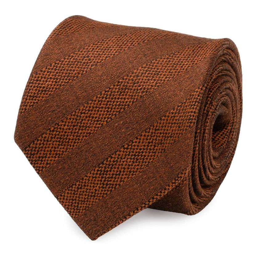 Burnt Sienna Tweed Striped Linen Mens Tie