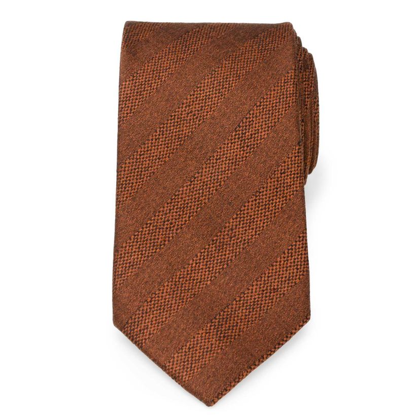 Burnt Sienna Tweed Striped Linen Mens Tie