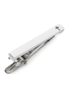 Ox and Bull Trading Co Men’s Cross Cutout Stainless Steel Tie Clip, Silver