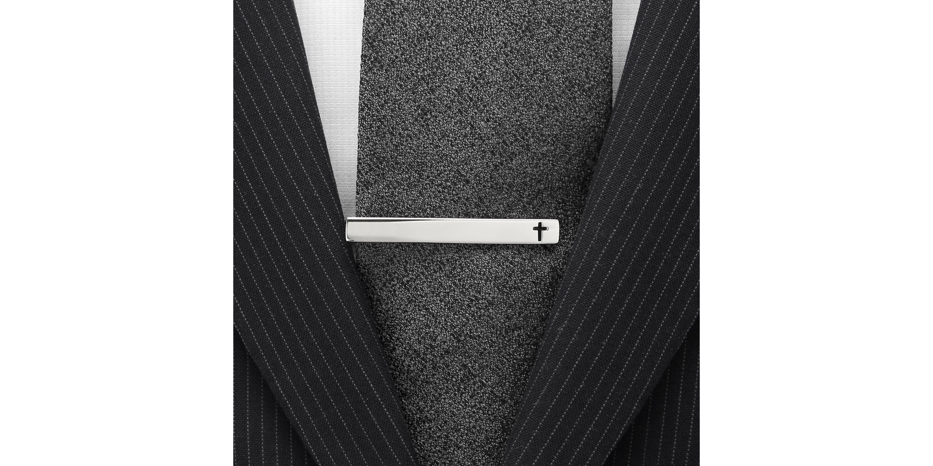Cross Cutout Stainless Steel Tie Clip