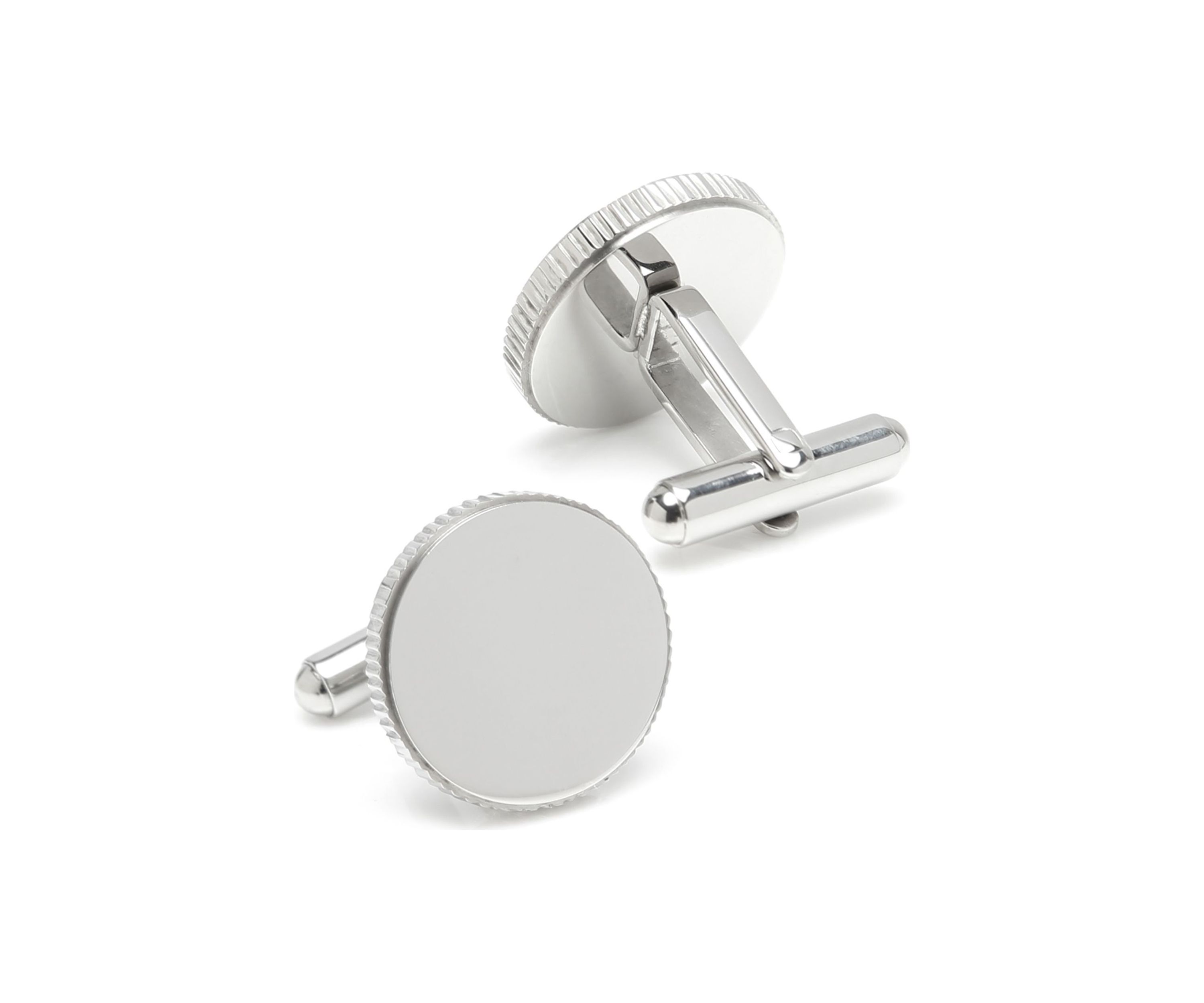 Stainless Steel Coin Edge Engravable Cufflinks