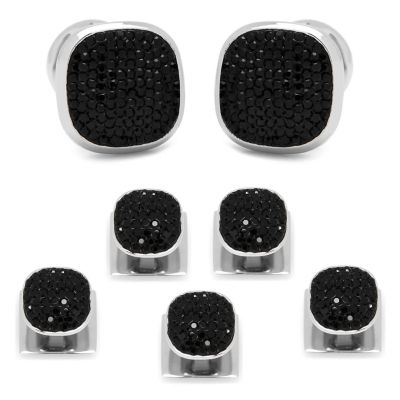 Ox and Bull Trading Co Men's Stainless Steel Black Pave Crystal 5-Stud Set