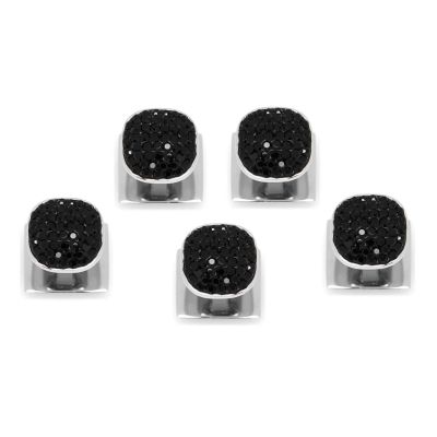 Ox and Bull Trading Co Men's Stainless Steel with Black Pave Crystal 5-Studs