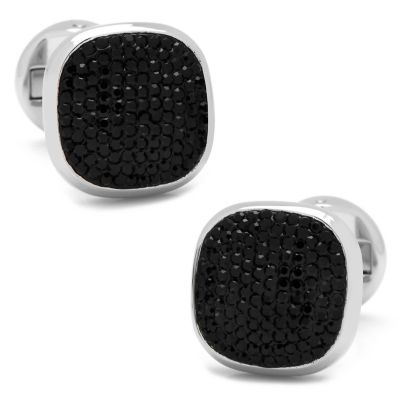 Ox and Bull Trading Co Men's Stainless Steel Black Pave Crystal Cufflinks