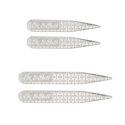 Ox and Bull Trading Co Men's Collar Stay - 2 Pair Set, Silver