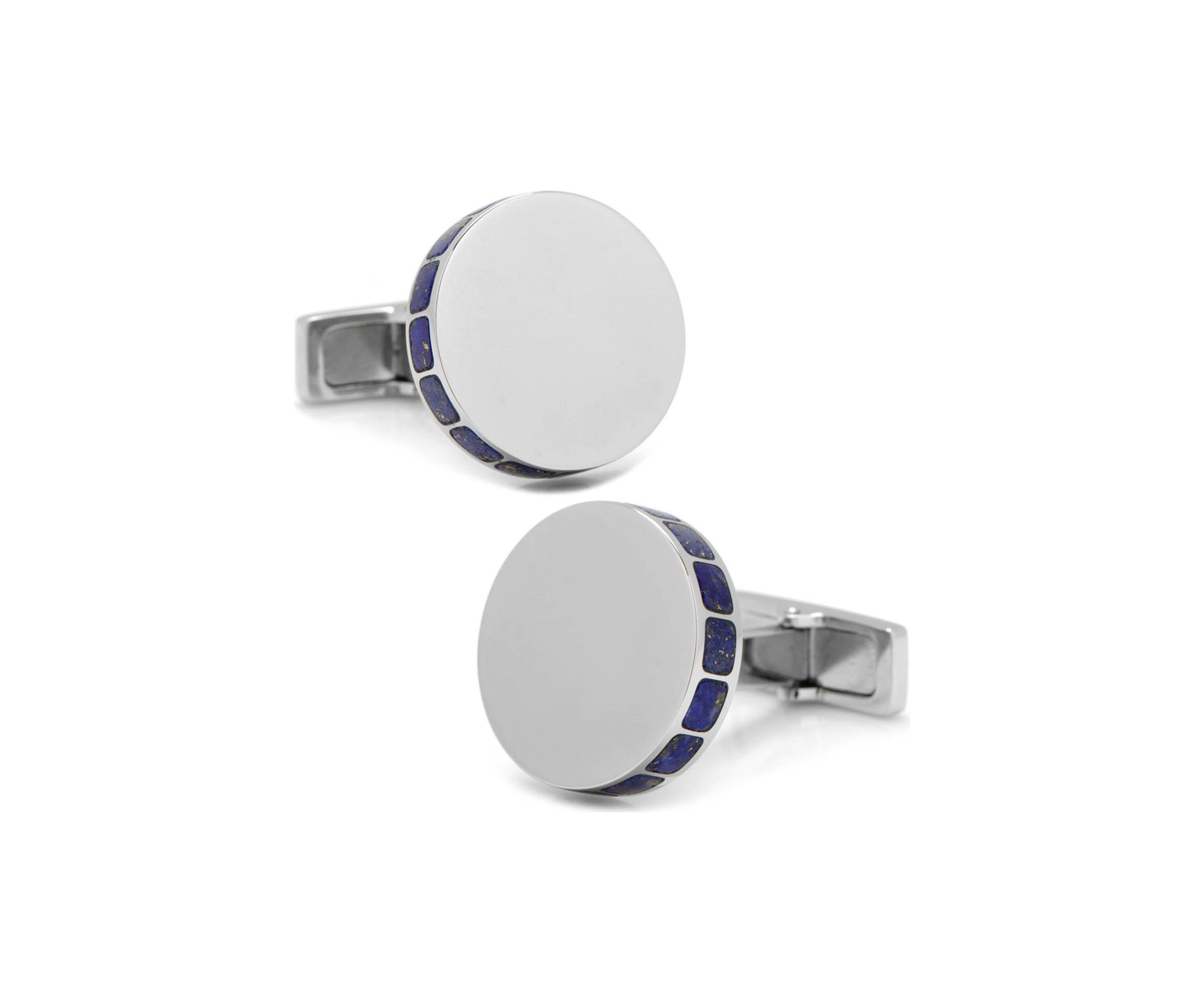 Stainless Steel Lapis Mosaic Engravable Cufflinks