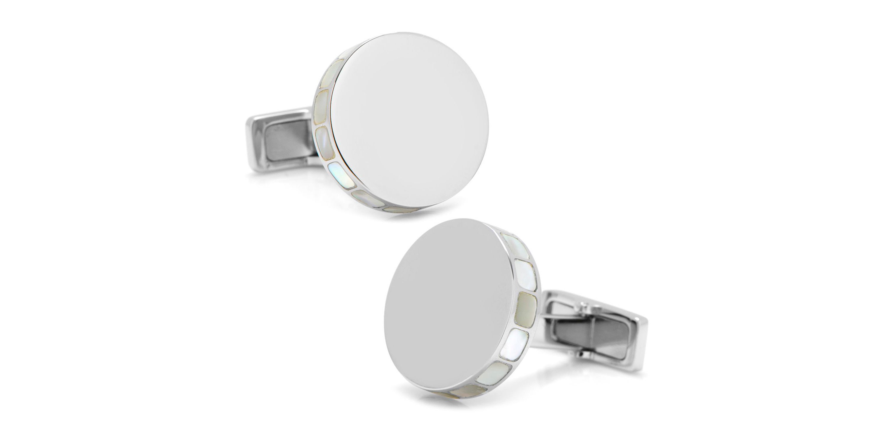 Stainless Steel Mother of Pearl Mosaic Engravable Cufflinks