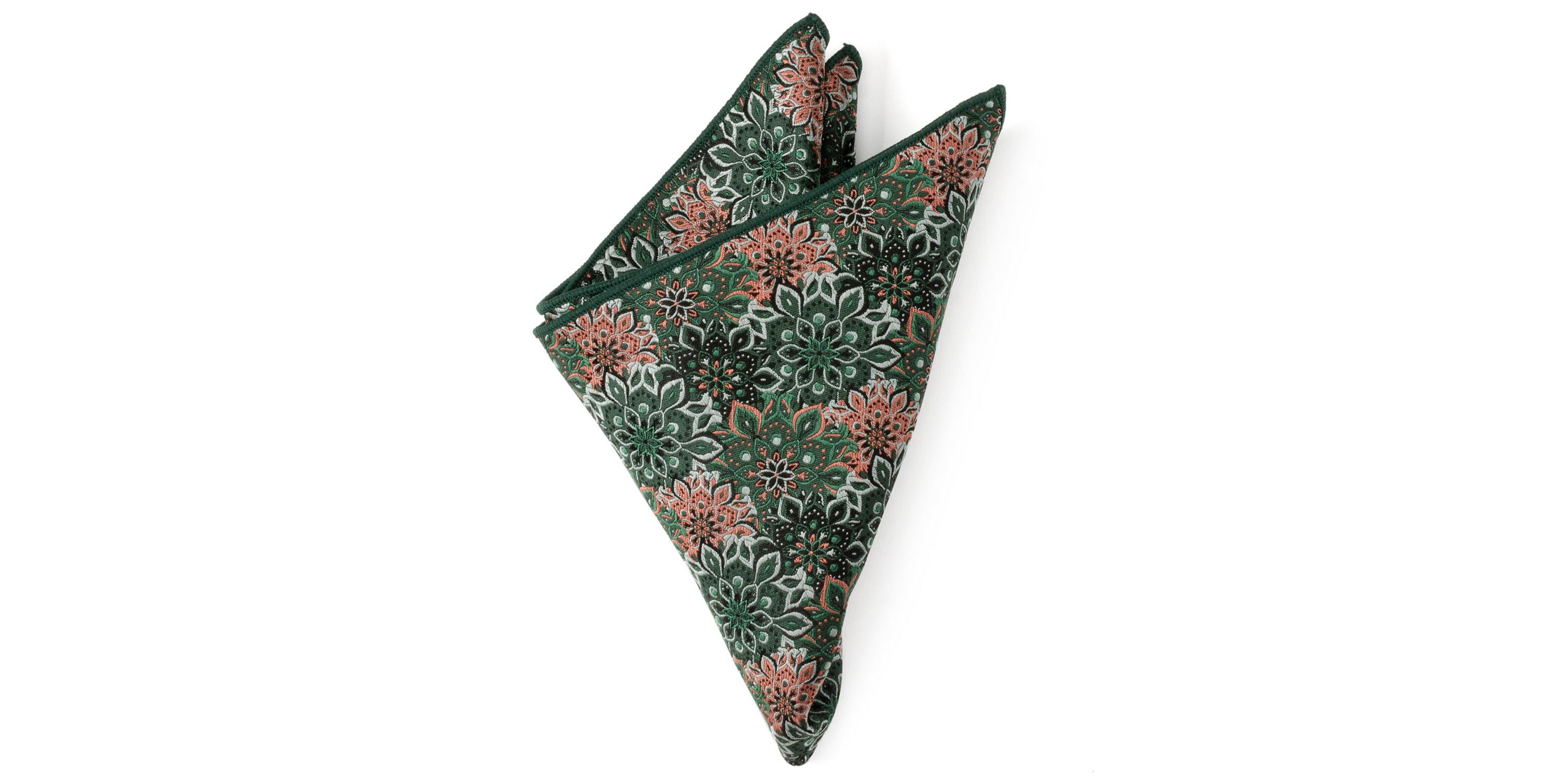 Green Floral Pocket Square