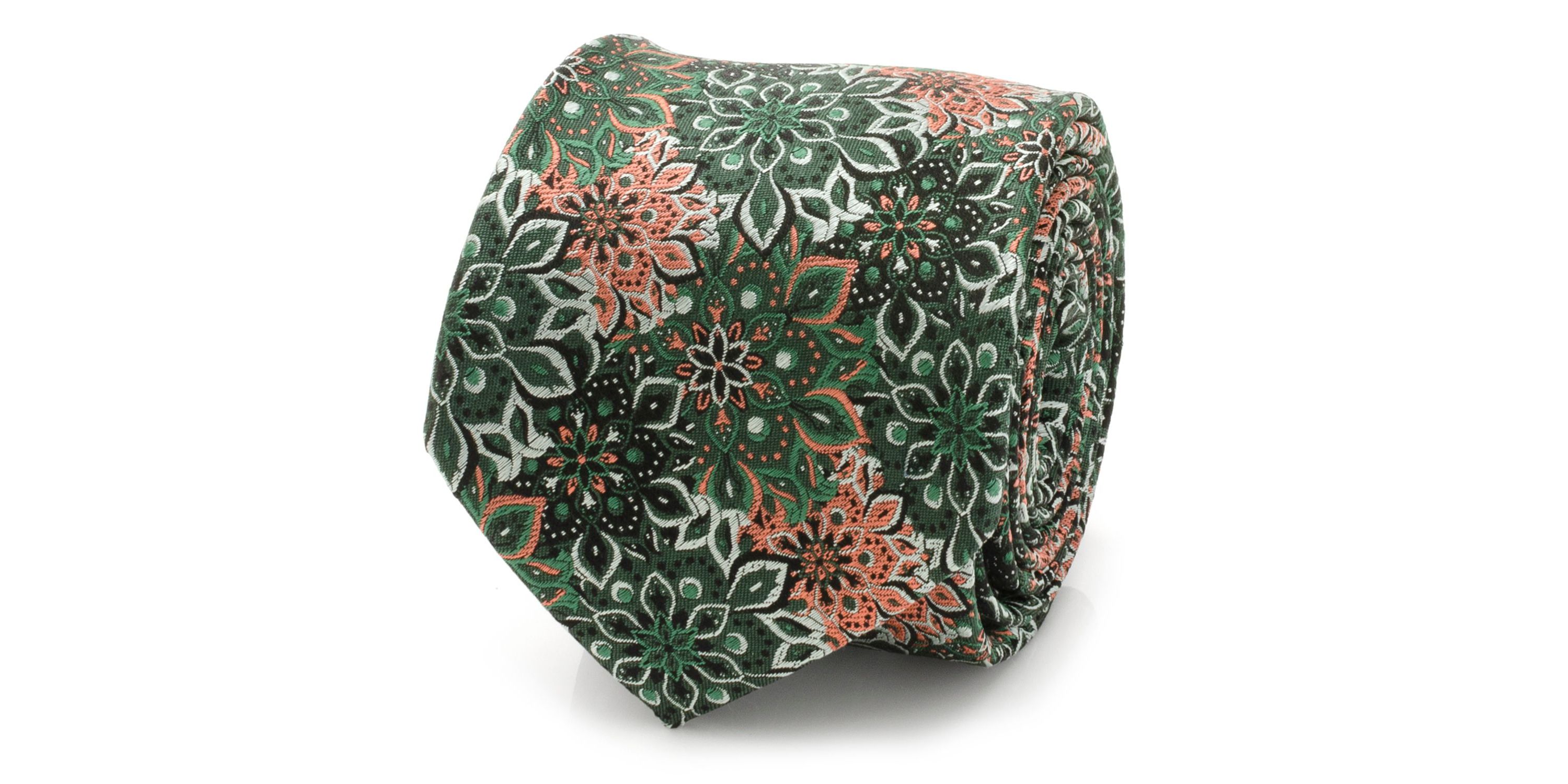 Kaleido Floral Coral Accented Tie