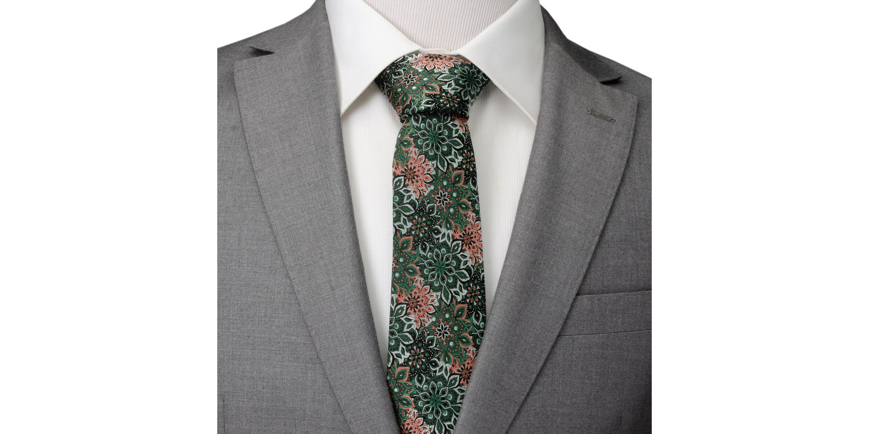 Kaleido Floral Coral Accented Tie