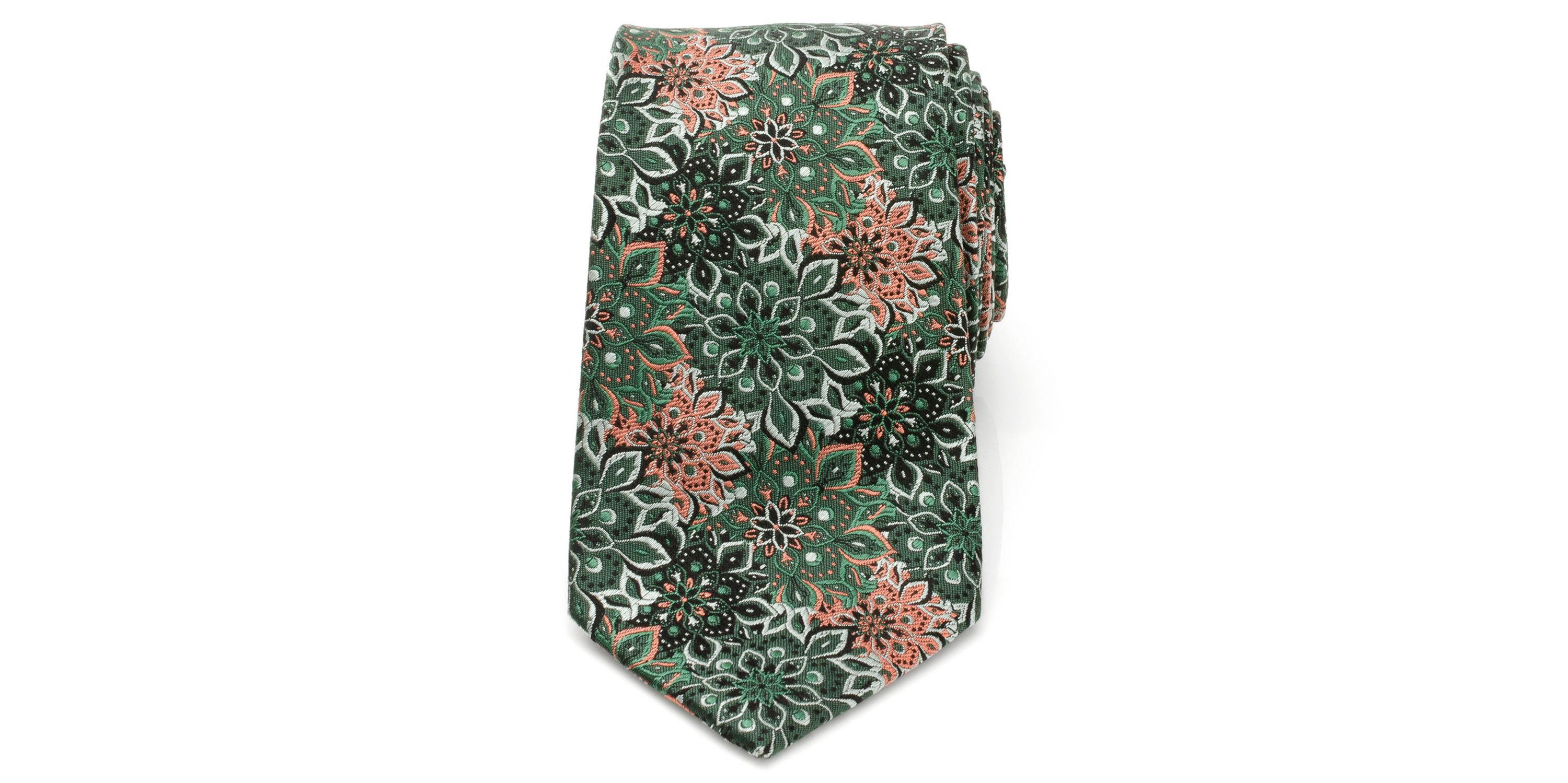 Kaleido Floral Coral Accented Tie