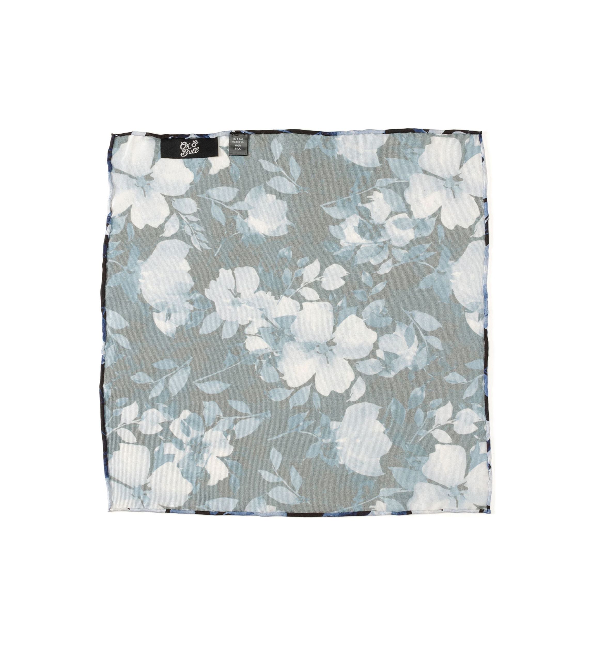 Painted Floral Black Pocket Square
