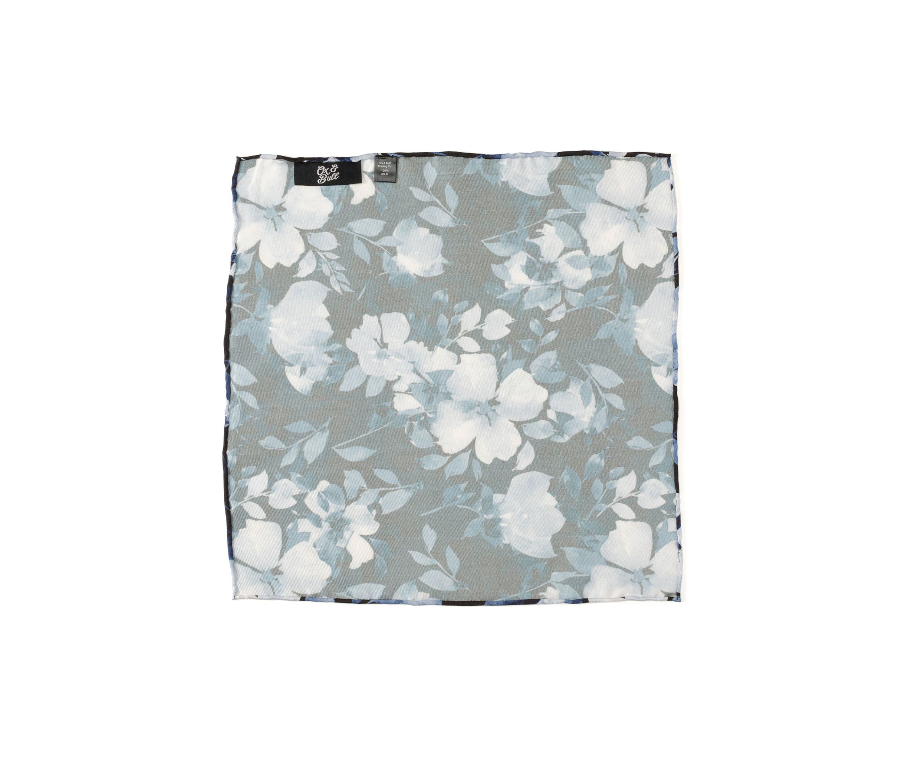 Painted Floral Black Pocket Square