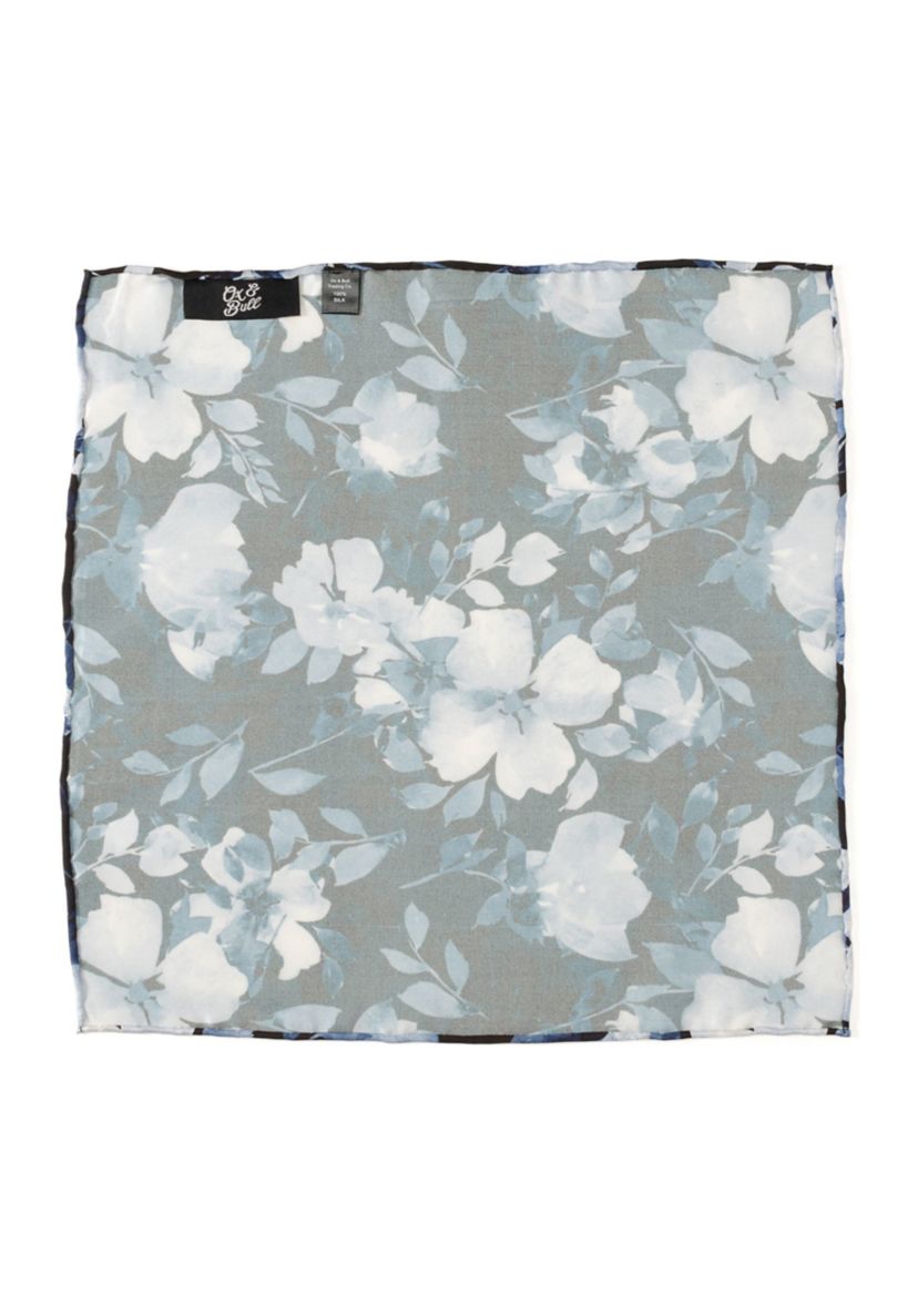 Painted Floral Black Pocket Square